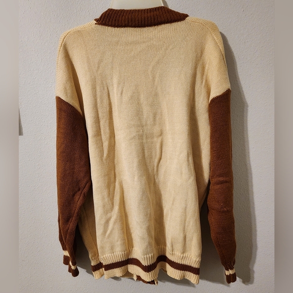 Embroidered Color Block Drop Shoulder Cardigan Preppy Long - Picture 6 of 7